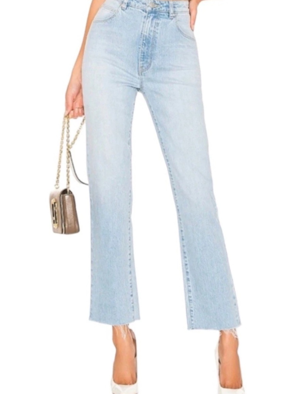 ROLLA'S Light Blue High-Rise   straight leg Jeans frayed  hem